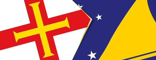 Guernsey e Tokelau bandeiras, dois vetor bandeiras.