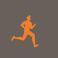 a laranja silhueta do uma pessoa corrida contra uma Sombrio fundo, mostrando movimento e atividade. vetor