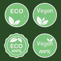 vetor verde volta eco amigáveis rótulos, vegano e eco etiquetas