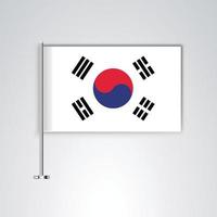 bandeira da coreia do sul com haste de metal vetor