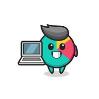 ilustração de mascote de gráfico com um laptop vetor