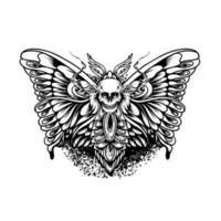borboleta com silhueta de cabeça de caveira vetor