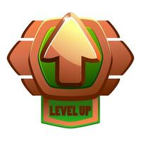 jogos bronze nível acima crachá e ganhar ícone, escudo bandeira do concluído nível. nível acima ícone com uma bronze escudo para jogador missão concluído próximo nível. vetor