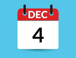 dezembro 4. plano ícone calendário isolado em azul fundo. encontro e mês vetor ilustração