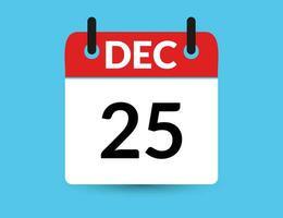 dezembro 25. plano ícone calendário isolado em azul fundo. encontro e mês vetor ilustração