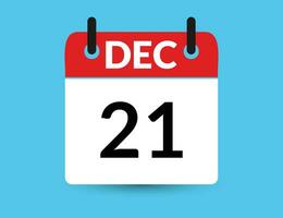 dezembro 21. plano ícone calendário isolado em azul fundo. encontro e mês vetor ilustração
