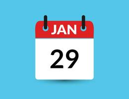 janeiro 29. plano ícone calendário isolado em azul fundo. encontro e mês vetor ilustração