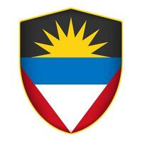 Antígua e barbuda bandeira dentro escudo forma. vetor ilustração.