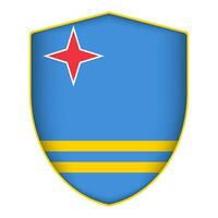 Aruba bandeira dentro escudo forma. vetor ilustração.