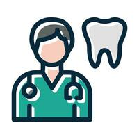 dentista vetor Grosso linha preenchidas Sombrio cores ícones para pessoal e comercial usar.