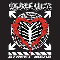 grafite amor rua vestem ilustração com slogan você estão é meu amor vetor
