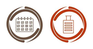 marcado calendário e bagagem ícone vetor