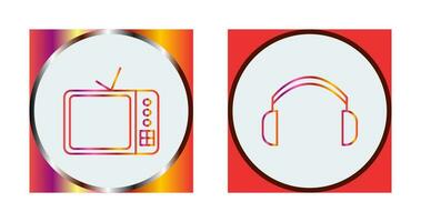 televisão conjunto e fones de ouvido ícone vetor