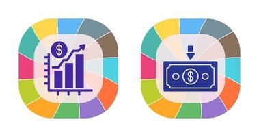 gráfico acima e dinheiro baixa ícone vetor