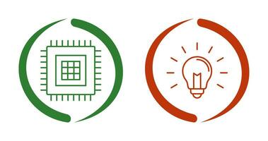 processador e luz lâmpada ícone vetor