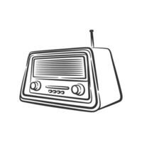 vintage retro velho analógico rádio fita clássico linha arte vetor