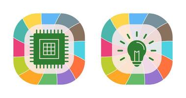 processador e luz lâmpada ícone vetor