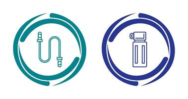 pulando corda e garrafa térmica ícone vetor