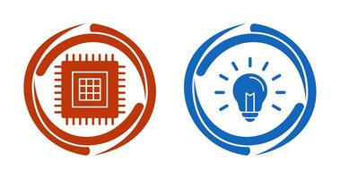 processador e luz lâmpada ícone vetor