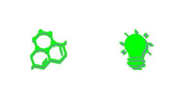molécula e luz lâmpada ícone vetor