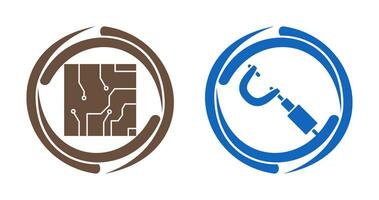 elétrico o circuito e micrômetro ícone vetor