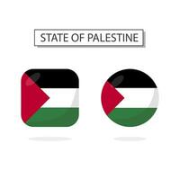 bandeira do Estado do Palestina 2 formas ícone 3d desenho animado estilo. vetor