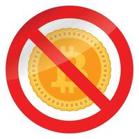 banimento bitcoin e cripto. não dinheiro bitcoin dentro o negócio finança, financeiro proibido, banimento e-business, vetor restrito p2p ilustração
