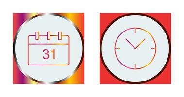 ícone de calendário e relógio vetor