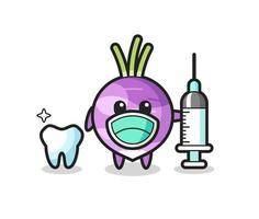 personagem mascote do nabo como dentista vetor