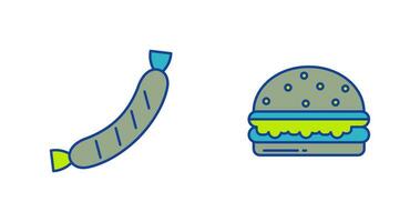linguiça e hamburguer ícone vetor