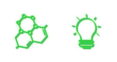 molécula e luz lâmpada ícone vetor