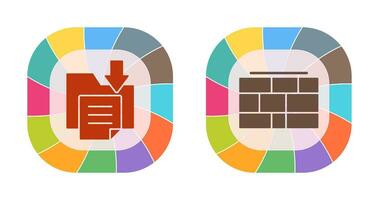 Arquivo armazenamento e tijolo parede ícone vetor