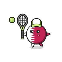personagem de desenho animado do emblema da bandeira do Catar como jogador de tênis vetor
