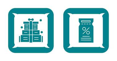 presente caixa e desconto comprovante ícone vetor
