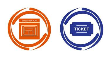 evacuação plano e bilhetes ícone vetor