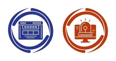 hacking alarme e navegador ícone vetor
