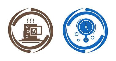 café copo e parede relógio ícone vetor