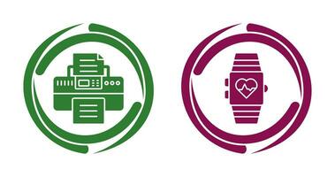 relógio inteligente e impressora ícone vetor