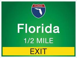 sinais de rodovia antes da saída para informações e mapas do estado da Flórida vetor