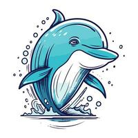 golfinho dentro água. mão desenhado vetor ilustração para seu Projeto.