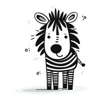 zebra ícone. animal desenho animado tema. Preto e branco Projeto. vetor ilustração
