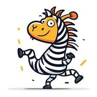 zebra corrida vetor ilustração. desenho animado engraçado zebra personagem. zebra corrida vetor ilustração