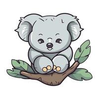 fofa coala sentado em uma árvore ramo. vetor ilustração.