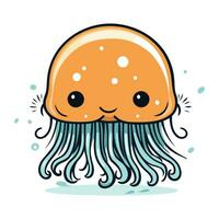 fofa desenho animado medusa isolado em branco fundo. vetor ilustração.