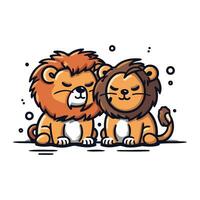 fofa desenho animado leão e leoa. vetor ilustração isolado em branco fundo.