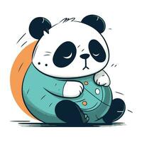 fofa desenho animado panda sentado em uma bola. vetor ilustração.