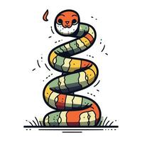 fofa desenho animado serpente. vetor ilustração isolado em uma branco fundo.