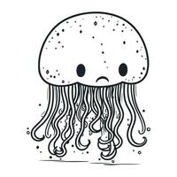 ilustração do uma fofa desenho animado medusa com uma triste expressão. vetor
