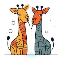 vetor ilustração do dois fofa girafas dentro na moda plano estilo.