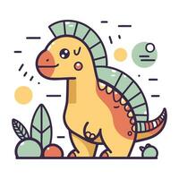 fofa dinossauro vetor ilustração. fofa desenho animado dino personagem.